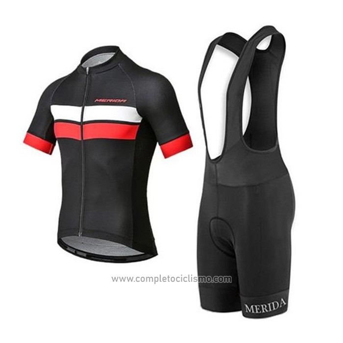 2020 Abbigliamento Ciclismo Merida Nero Bianco Rosso Manica Corta e Salopette