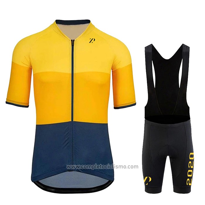 2020 Abbigliamento Ciclismo Rapha Giallo Blu Manica Corta e Salopette