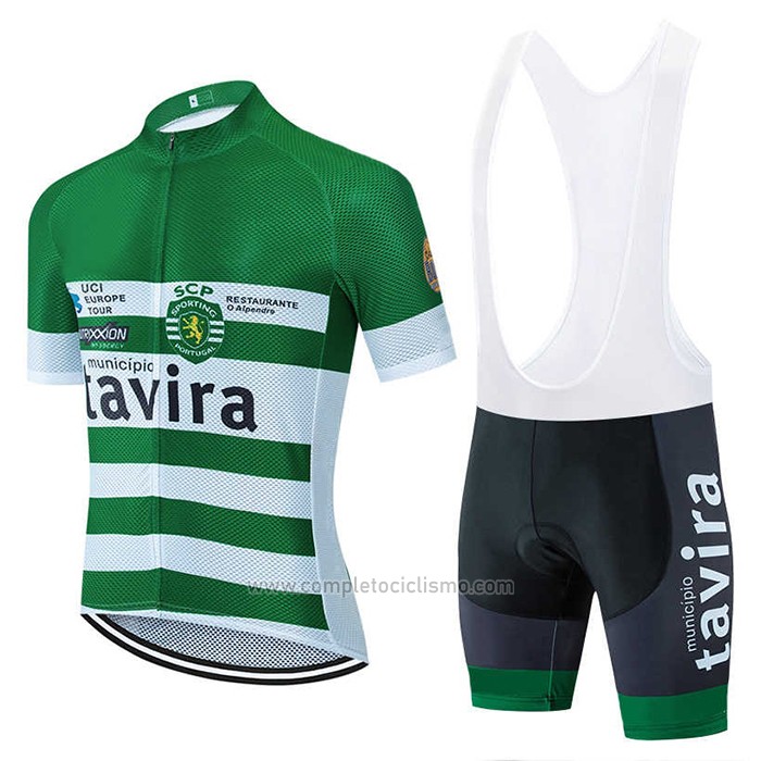 2020 Abbigliamento Ciclismo Tavira Bianco Verde Manica Corta e Salopette